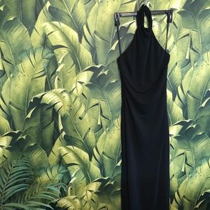 Ralph Lauren Mockneck Halter Jersey Black Tie Gown